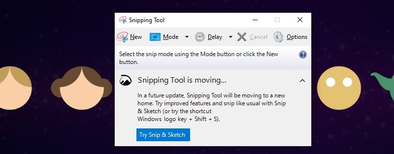 snipping tool interface
